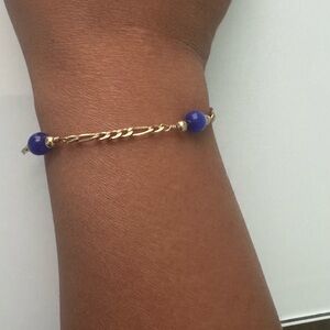 14k Gold Filled Elegant Gold and Blue Beaded Bracelet
